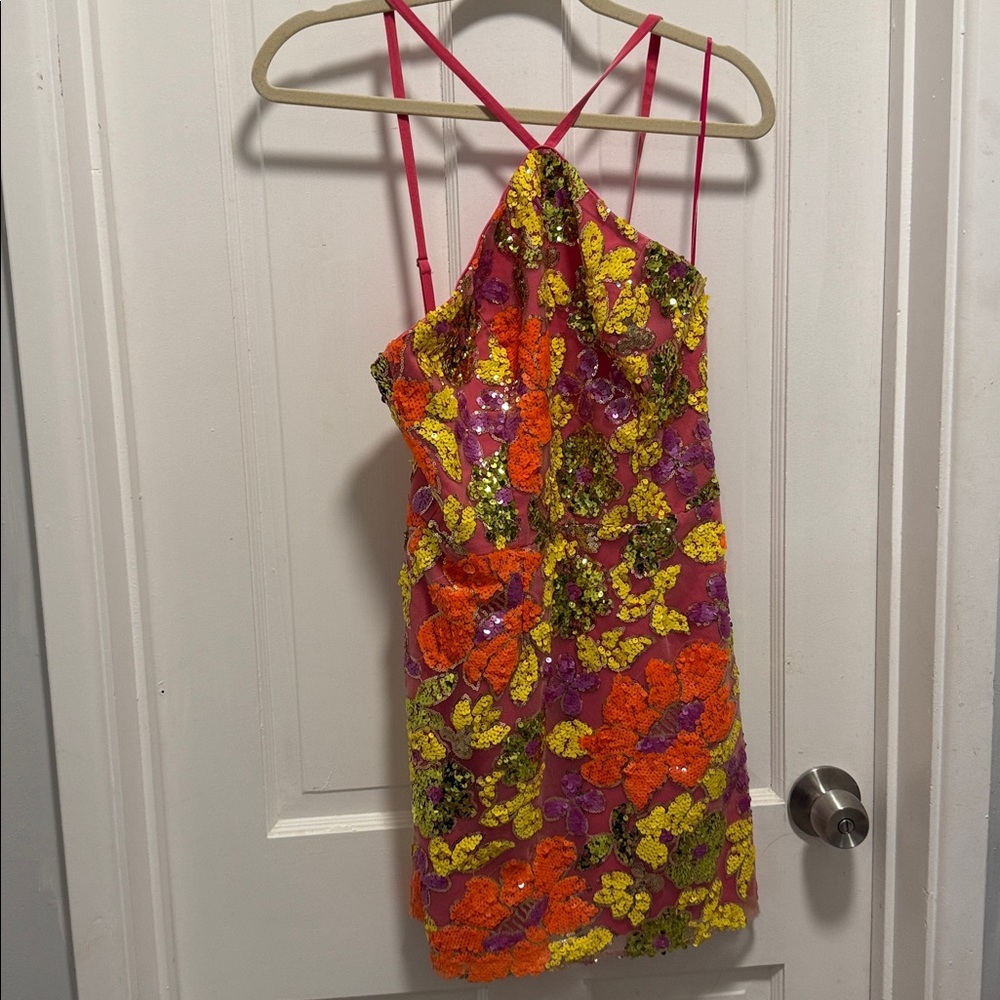 Sequin Floral Dress The Population Dress - Picture 1 of 3